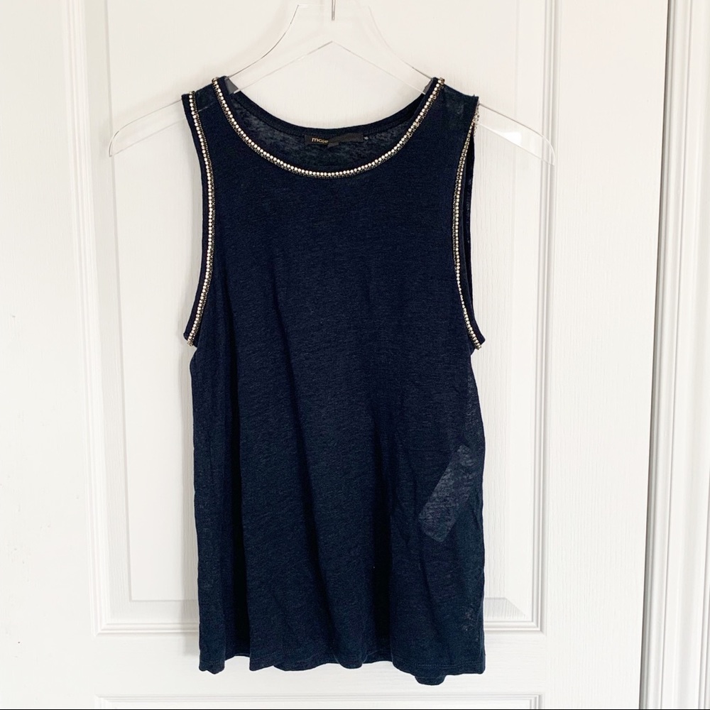 Maje Crystal Top in Dark Blue - Size 1